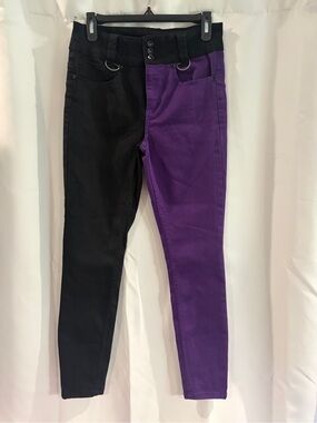 Hot Topic Two-Tone Black and Purple High-Rise Jeans